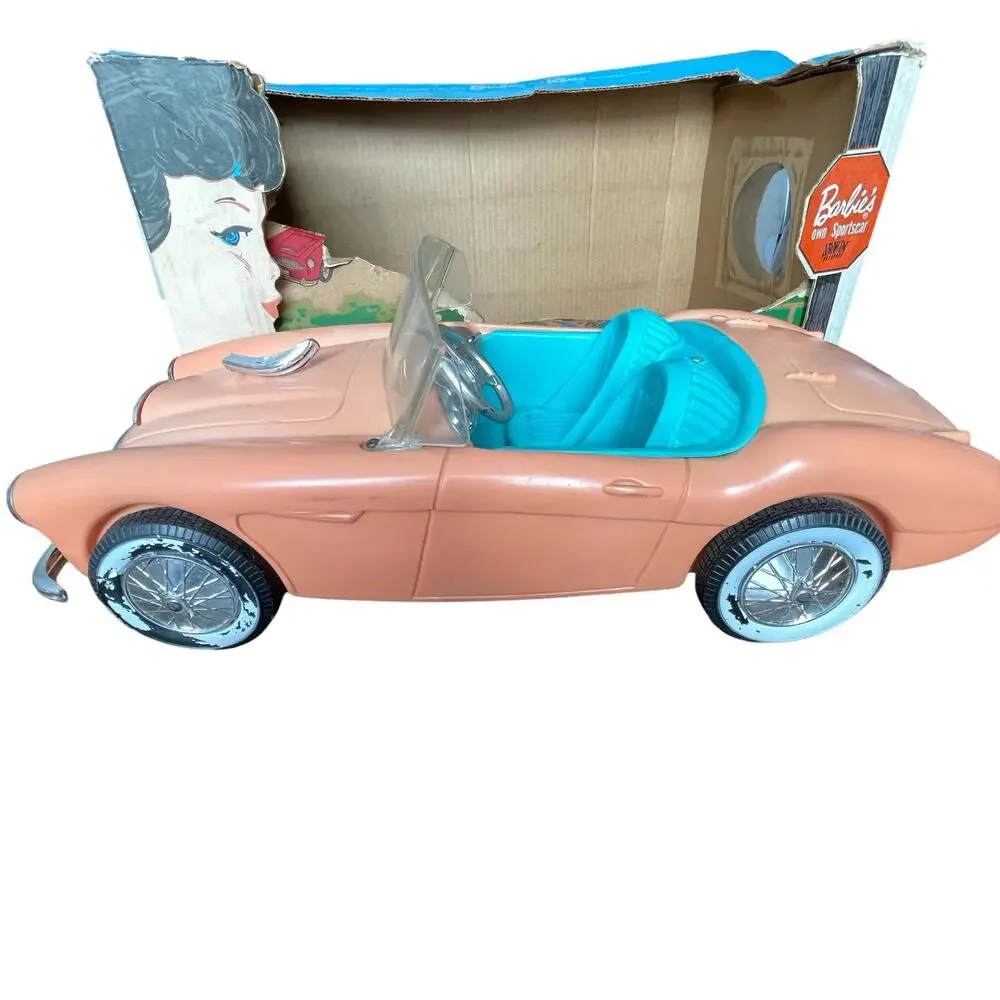 Vintage Barbie Austin Healey Convertible Sports Car 1962 w/ Box Irwin Toy FLAW